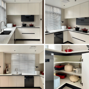 Minimalist white kitchen cabinets
