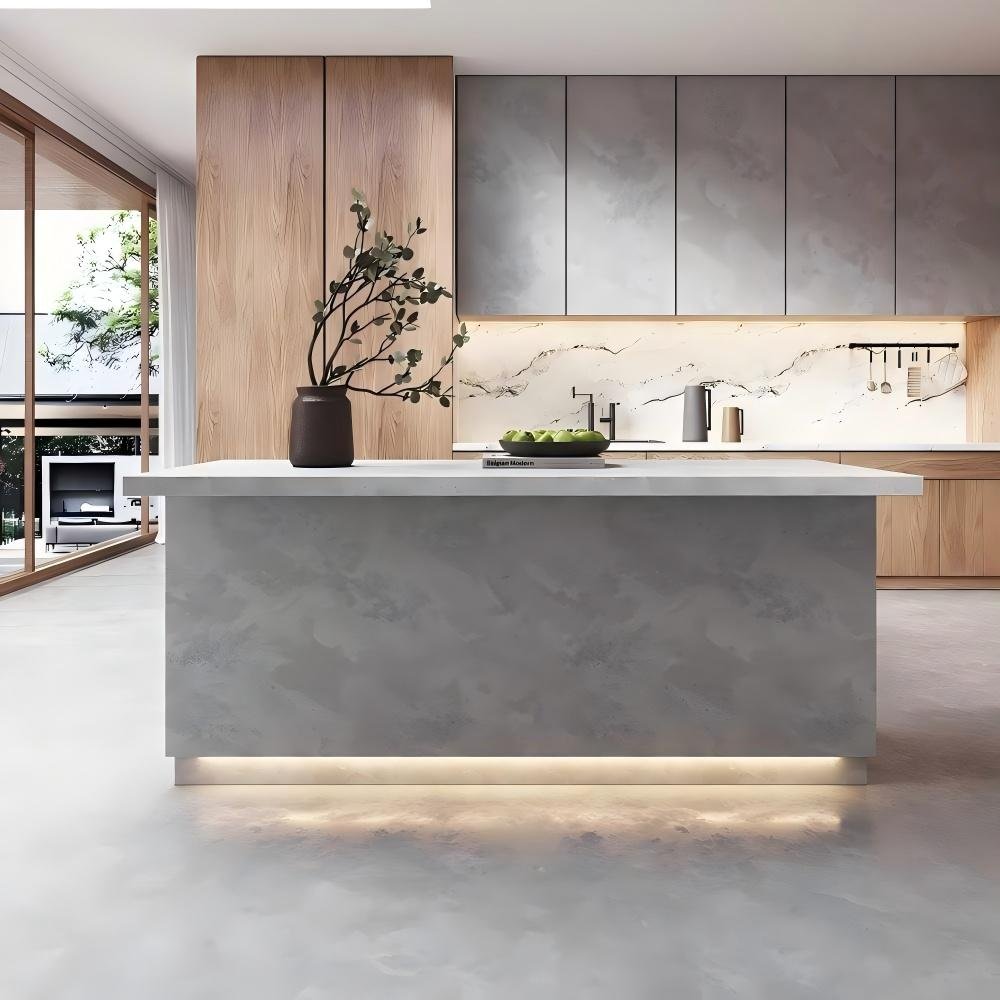 Japandi Grey Kitchen Cabinets