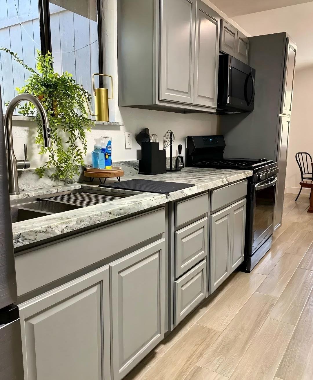 French Country Grey Kitchen Cabinets