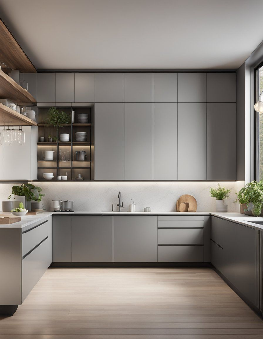 Minimalist Grey Kitchen Cabinets