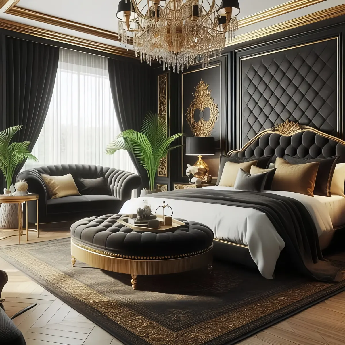 CenSo Home Regal Luxury in Black and Gold Hotel bedroom furniture