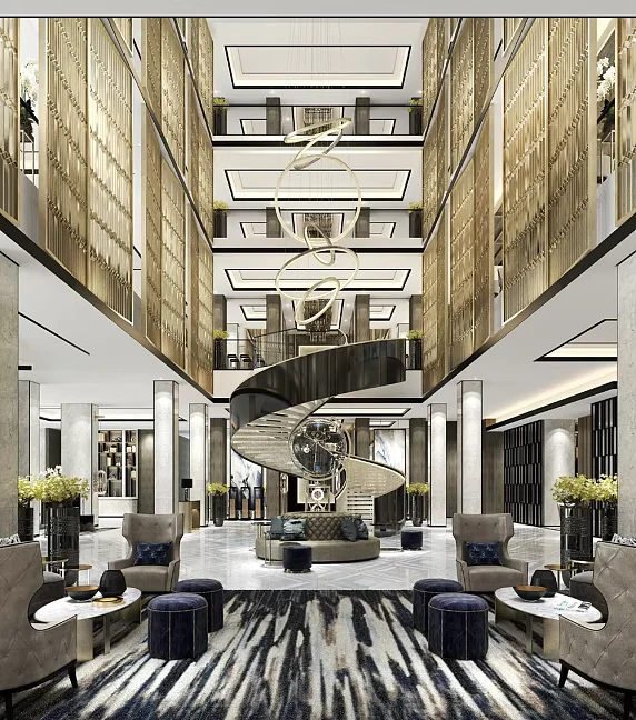 Spiraling Grandeur Hotel Lobby Design