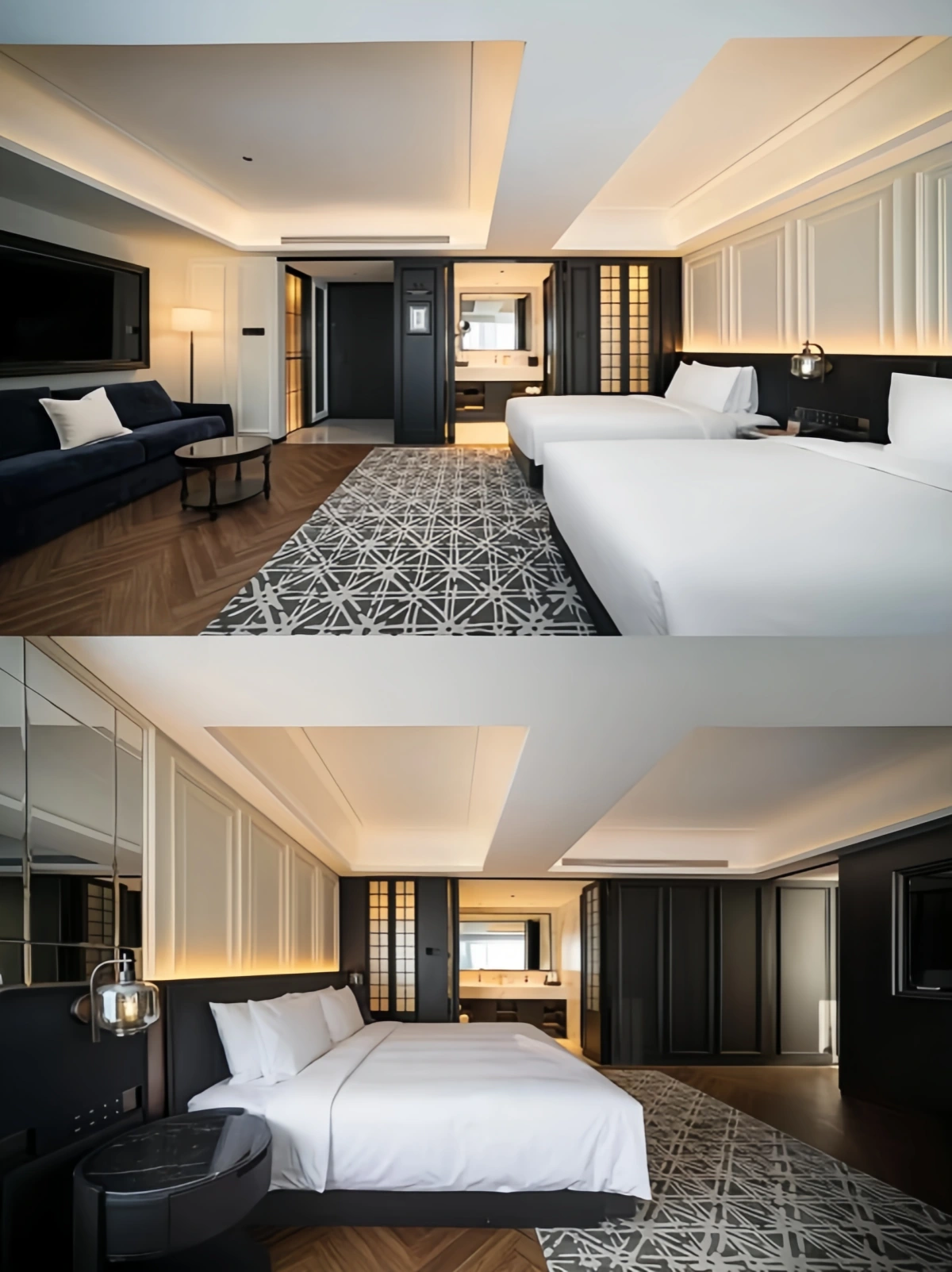 Timeless Black and White Elegance Hotel Bedroom Design