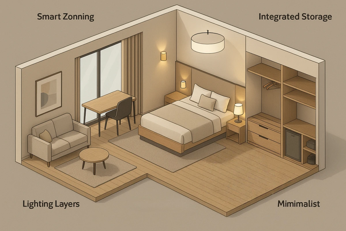 Design Hotel Room to Maximize Space and Comfort