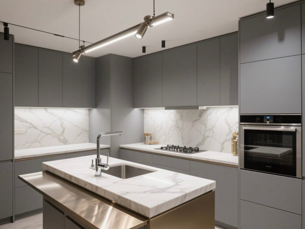 modern grey kitchen cabinets