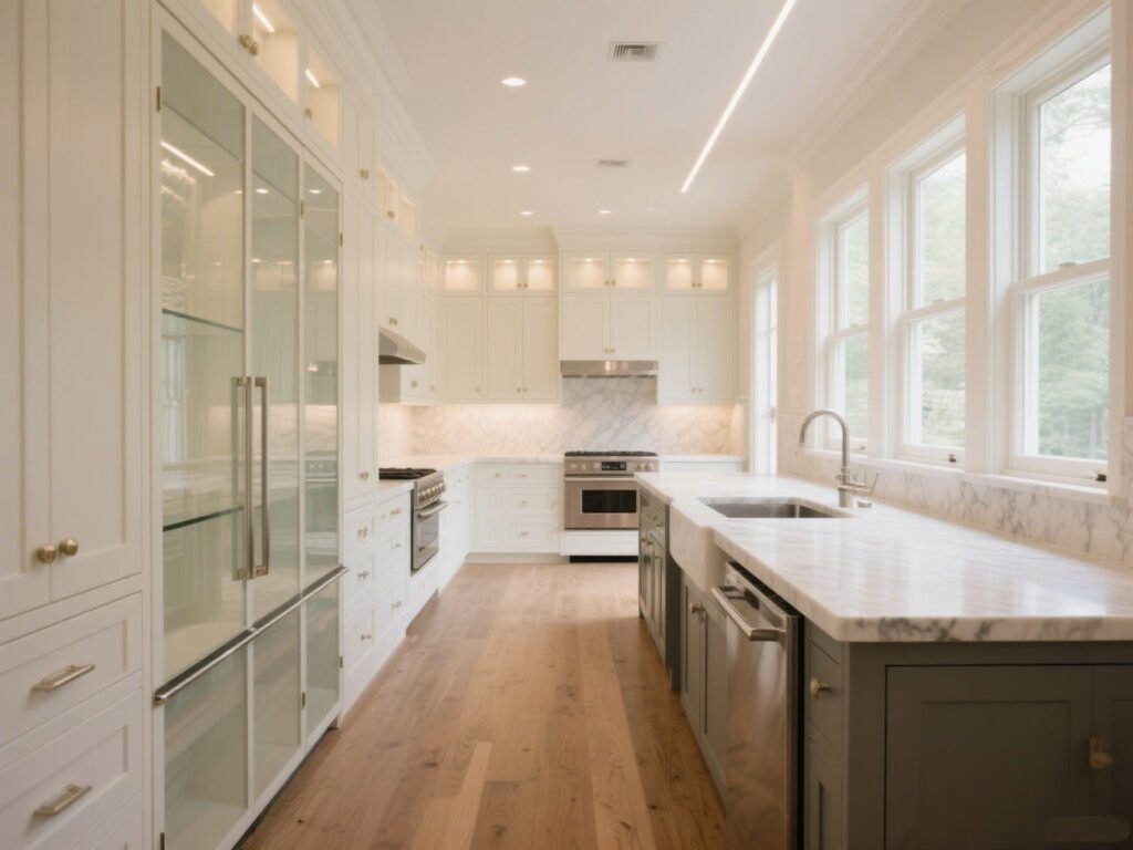 kitchen cabinet design with glass door