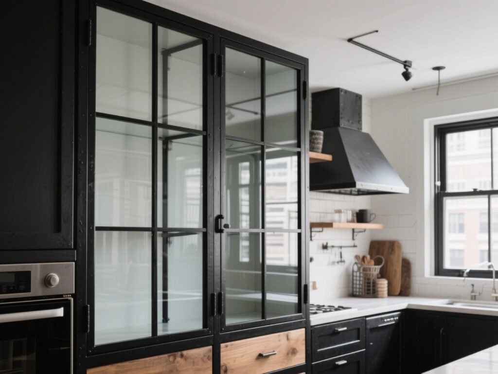 Black-Frame Industrial Style Cabinets