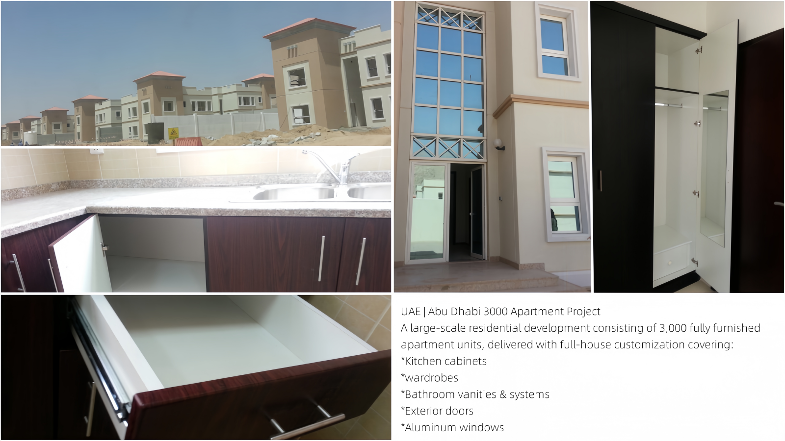 CenSo Home UAE 3000 apartment project with kitchen cabinet, wardrobe, door and window