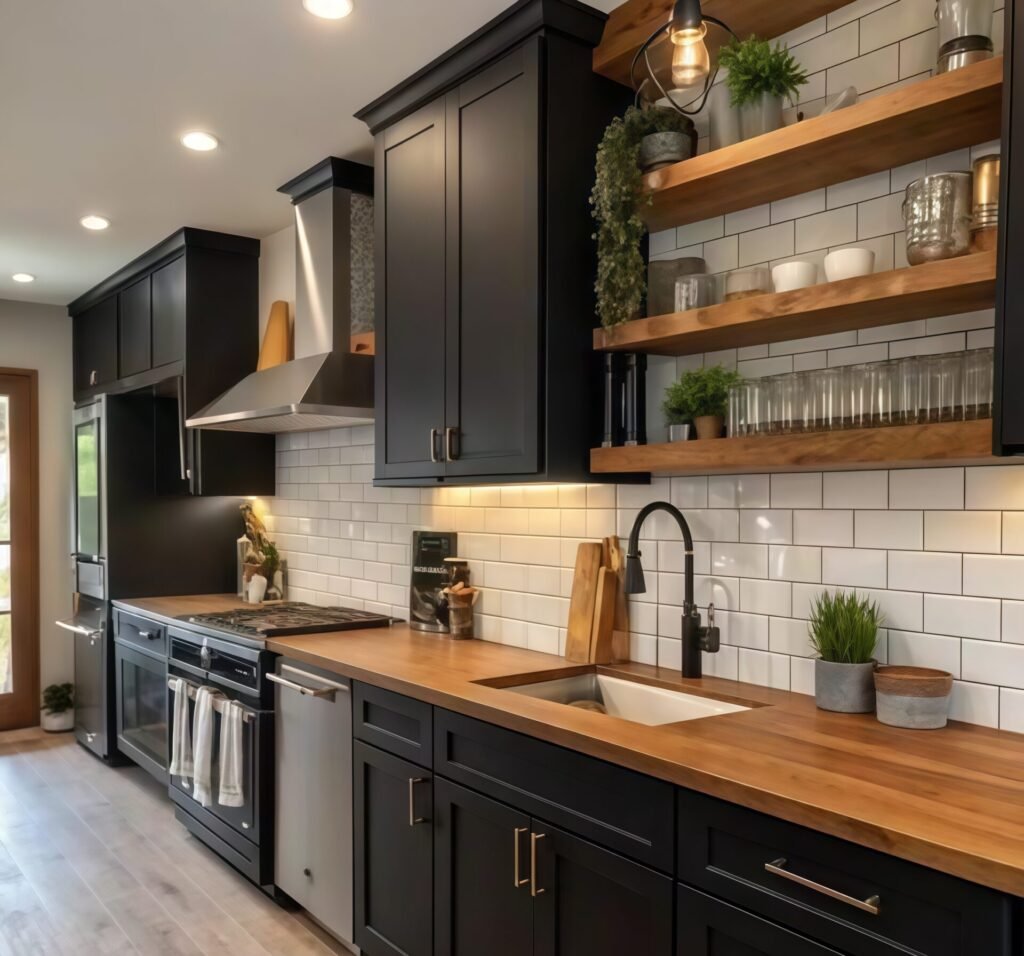 Farmhouse Black Kitchen Cabinets