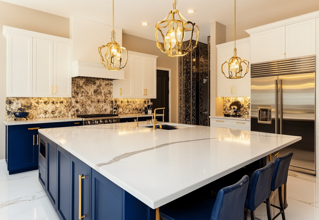 Two-Tone White Kitchen Cabinets