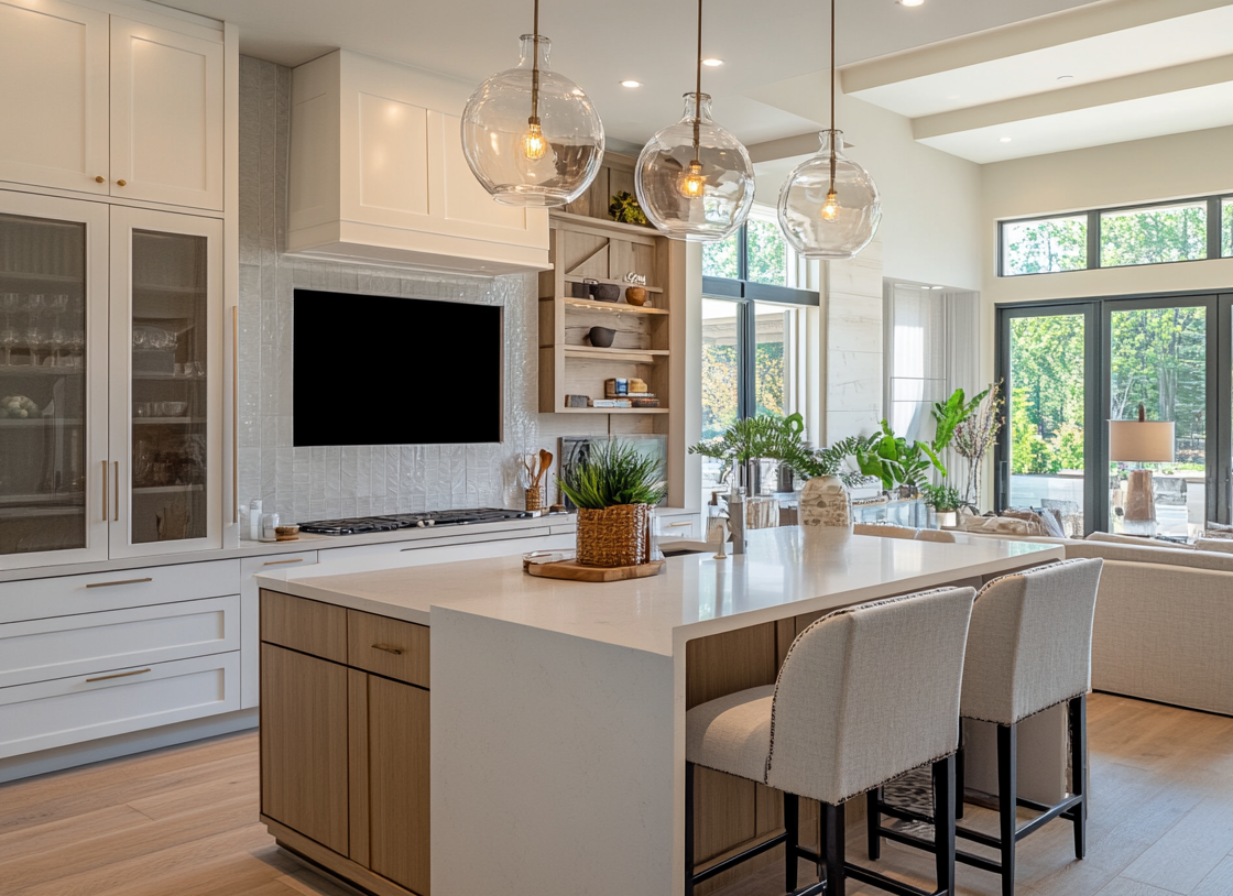 White Kitchen with Oak Cabinets
