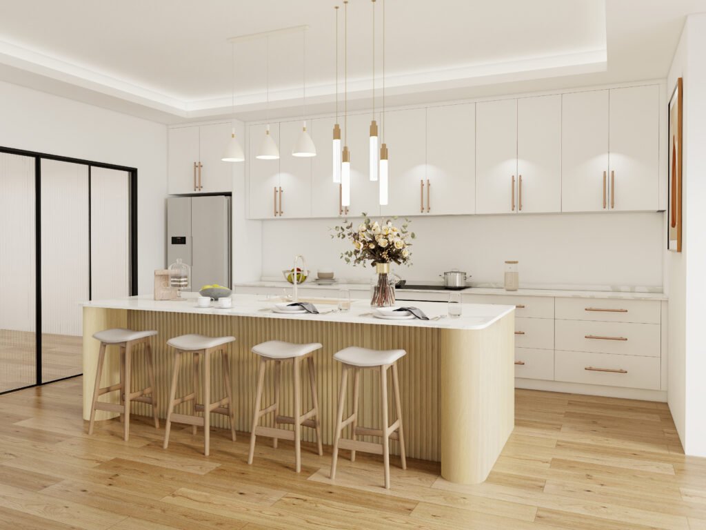 White and Wood Kitchen Cabinets