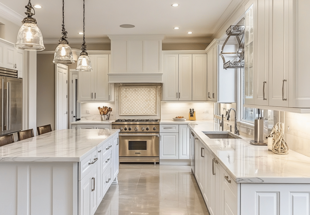 all white kitchen cabinet