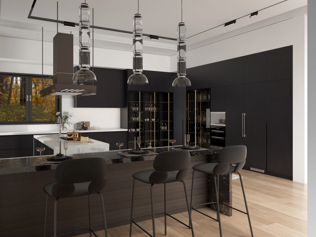 CENSO HOME Wholesale Wooden Veneer Kitchen Cabinets with glass doors