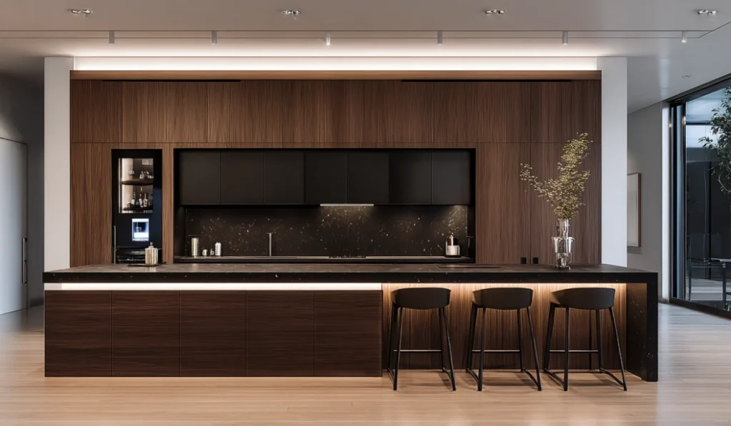 CenSo Home Classic Design Sleek Dark Veneer Kitchen Cabinets