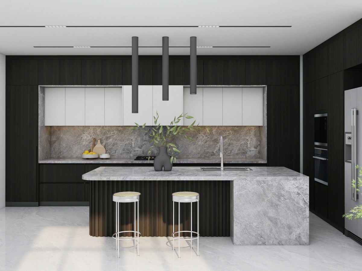 CenSo Home Custom RTA Dark Veneer Kitchen Cabinets