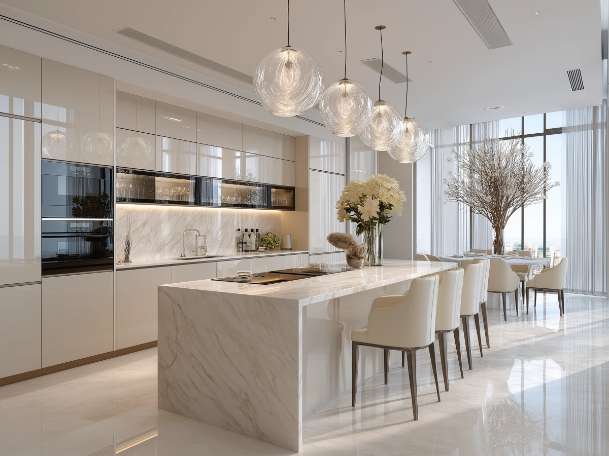 CenSo Home High gloss white lacquer kitchen cabinet