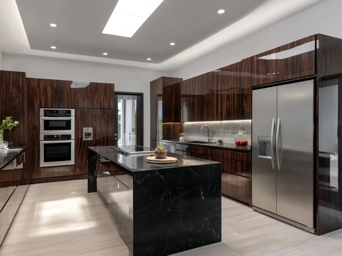 CenSo Home Home High Gloss Wood Veneer Kitchen Cabinets