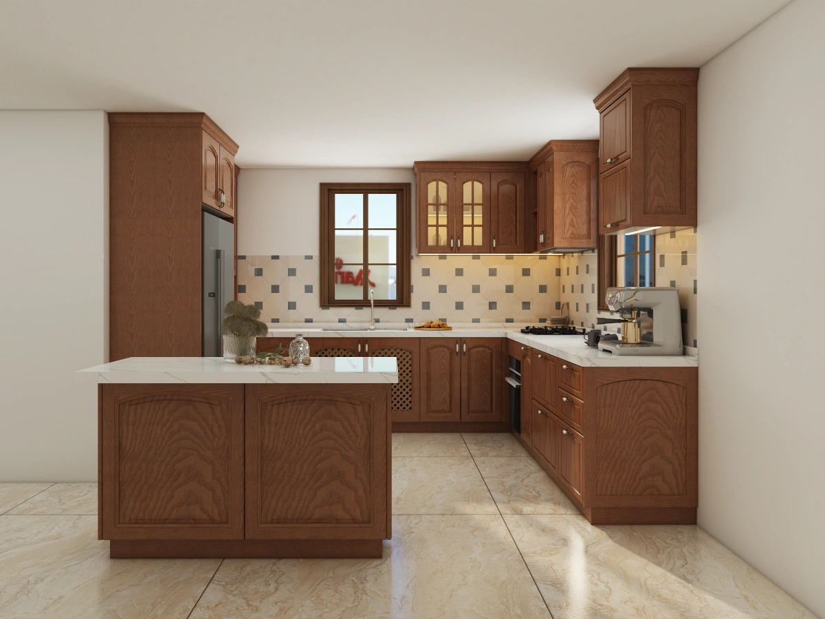 CenSo Home Mid Century Modern Solid Wood Veneer Kitchen Cabinets