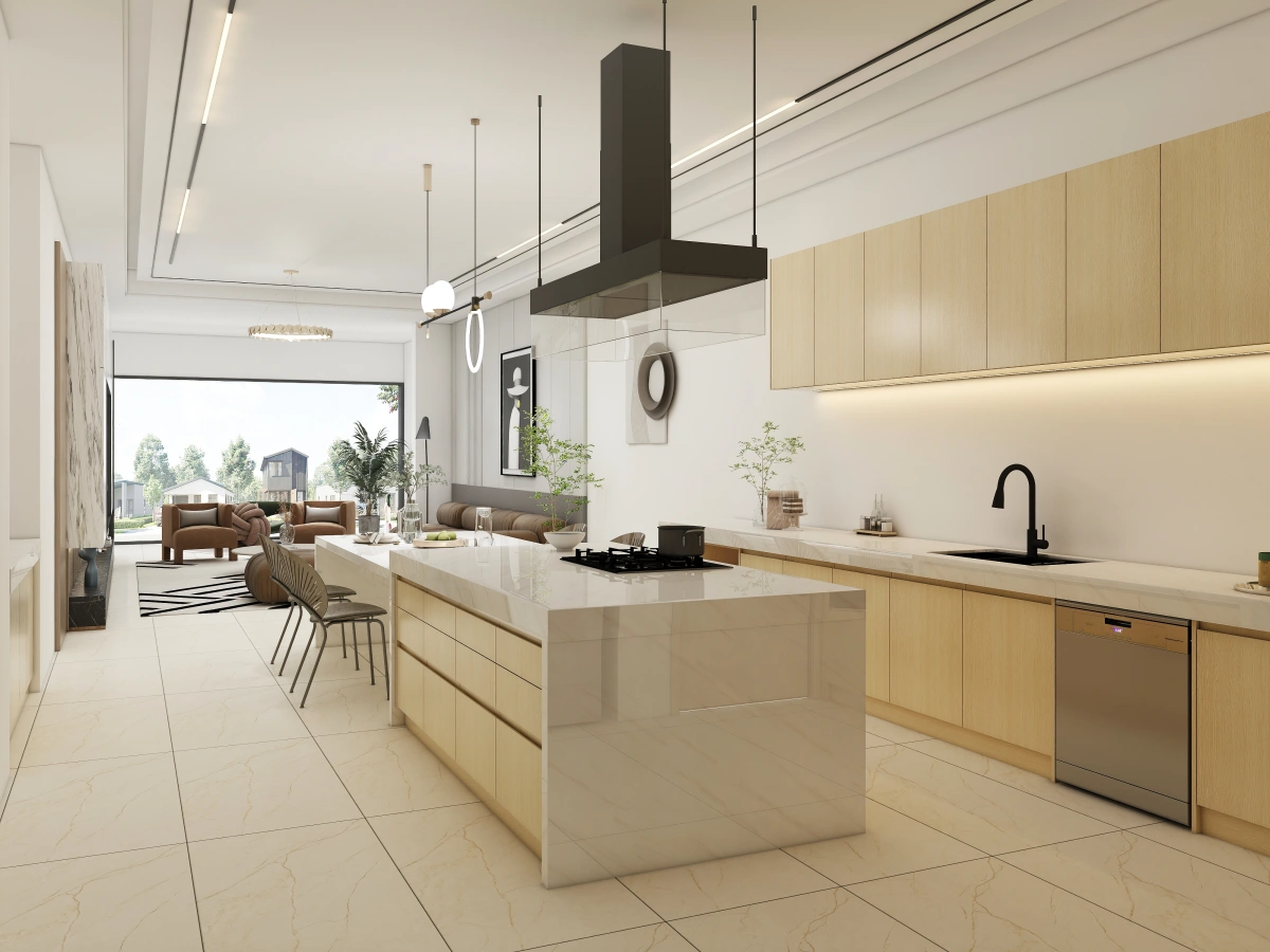 CenSo Home White oak melamine kitchen cabinets with glass door