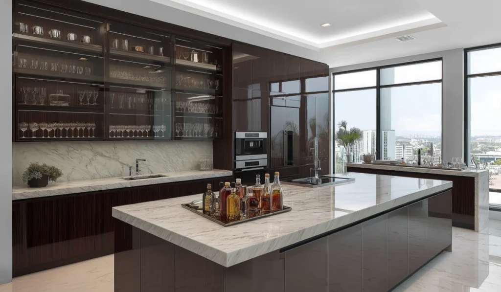 CenSo home Elegant High-Gloss Veneer Kitchen Cabinet