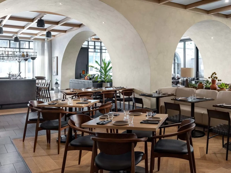 CenSO Home Industrial Style Restaurant Table With Wooden Seat Chairs