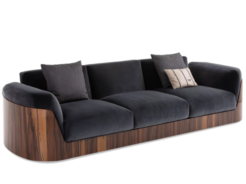 CenSo Home Elegant Boutique Hotel Sofa in Walnut Finish