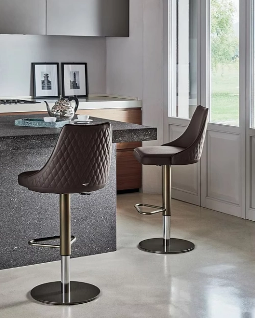 CenSo Home Stainless Steel Bar Stool with Upholstered Seat & Back