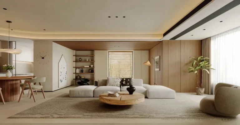 Space efficient modern minimalist style apartment furniture design
