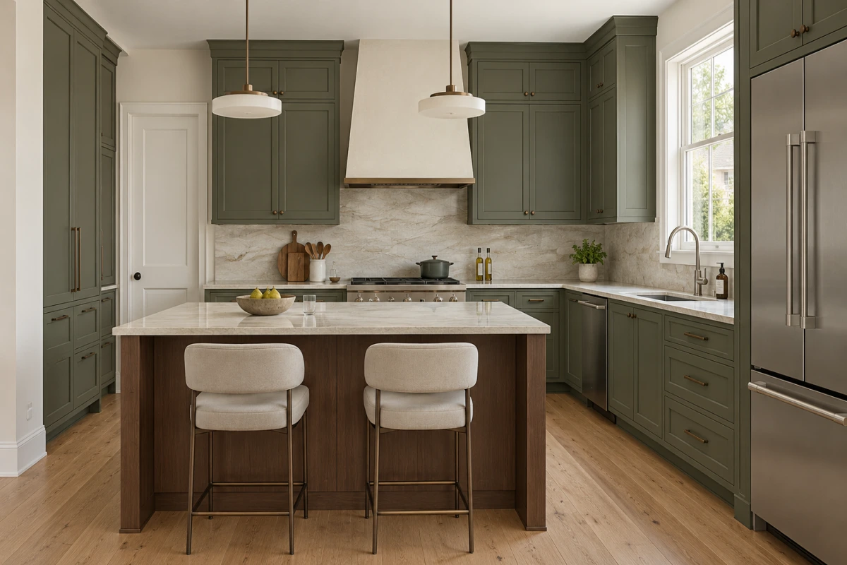 Olive Green Kitchen Cabinets for Contemporary Kitchen Designs