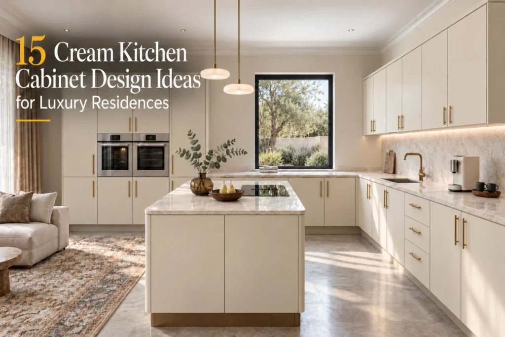 cream kitchen cabinet